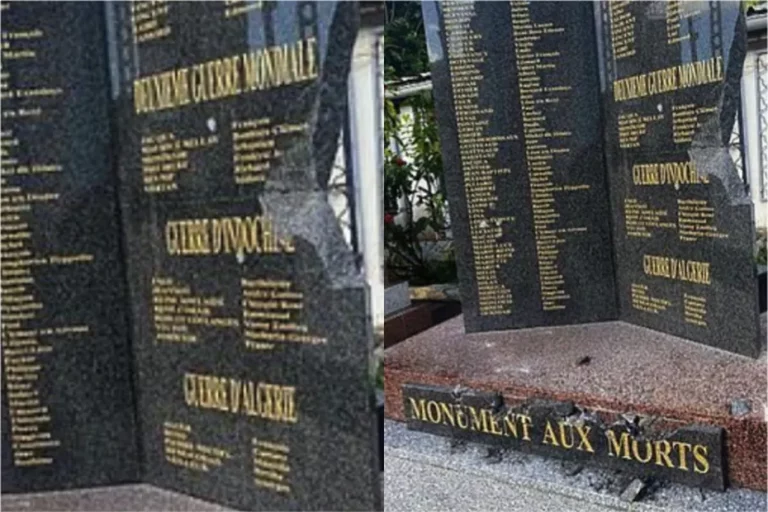 Rivière-Pilote : le monument aux martiniquais morts pour la France vandalisé. © Réseaux sociaux